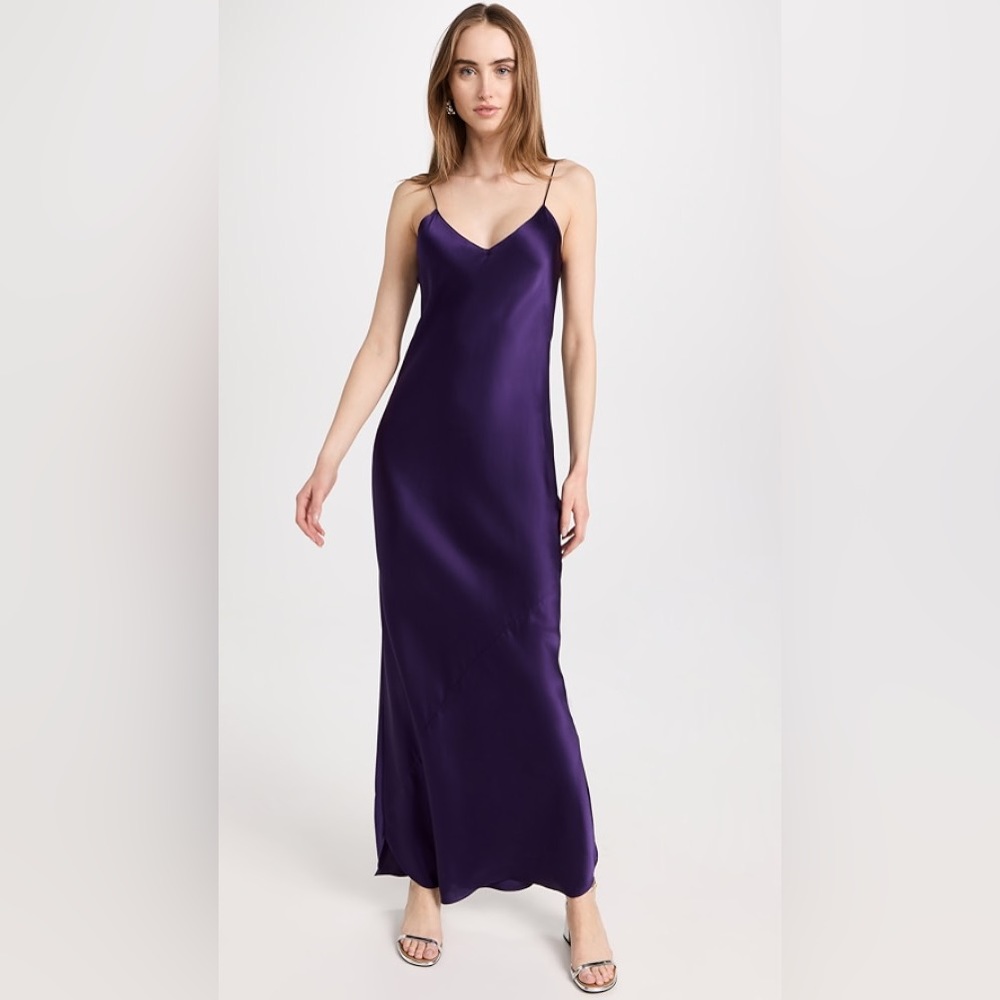 Nili Lotan Silk Satin Bias Cut Slip Dress size S purple